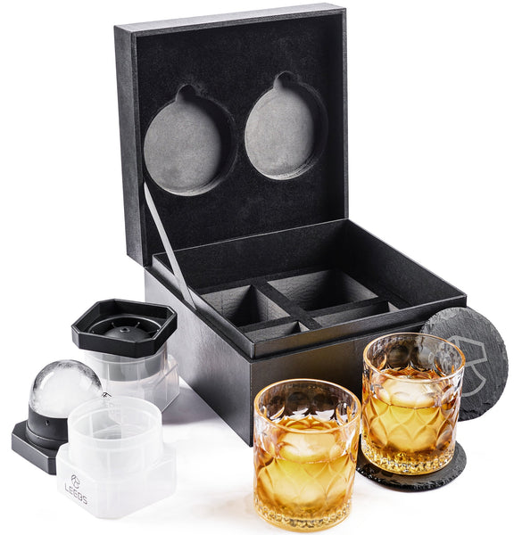 Whiskey Glasses Large Shpere Ice Molds Gift Set – Leebs Gifts